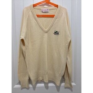 Vintage Lady Pickering Womens Yellow Pebble Beach V Neck Golf Sweater Size Small